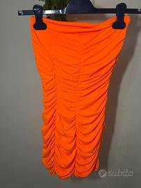 Mini dress arancione arricciato