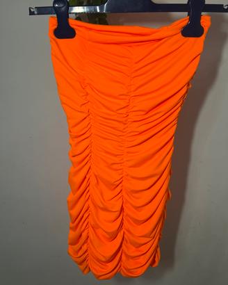 Mini dress arancione arricciato