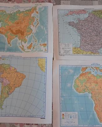 Set di 4 cartine mute per studio o decorazione.