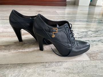 Scarpe parigine blu con tacco Samsonite