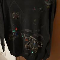 Felpa donna nera con motivi natalizi