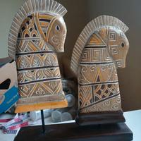 Grande scultura legno cavalli bohemien