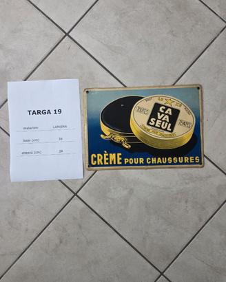 Targa vintage "Ça Va Seul" - Crème pour Chaussures