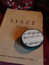 Scatolina ovale vintage  velluto moiré spartito 