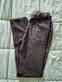 Pantaloni a Sigaret Neri Eleganti con Strass Tag L