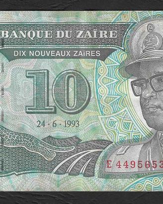 Zaire - banconota circolata da 10 Nuovi Zaires P55