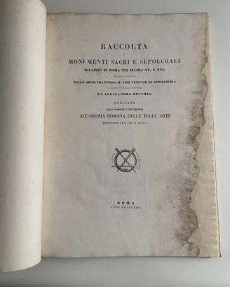 Libro antico 1842 "Raccolta di monumenti sacri..."