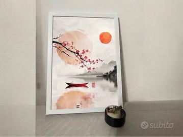 Poster Giapponese Zen Poster A4 con Cornice Bianca