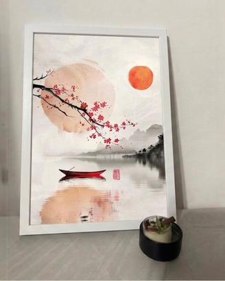 Poster Giapponese Zen Poster A4 con Cornice Bianca