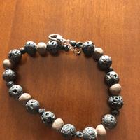 Bracciale in pietra lavica unisex misura 22 cm