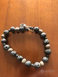 Bracciale in pietra lavica unisex misura 22 cm