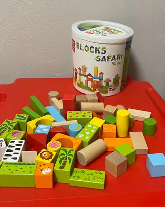 Gioco bimbi Blocchi in legno per costruire SAFARI