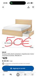 Struttura letto IKEA MALM 180x200 cm - Rovere