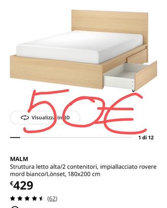 Struttura letto IKEA MALM 180x200 cm - Rovere