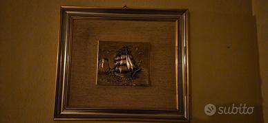 quadro con  veliero in argento 