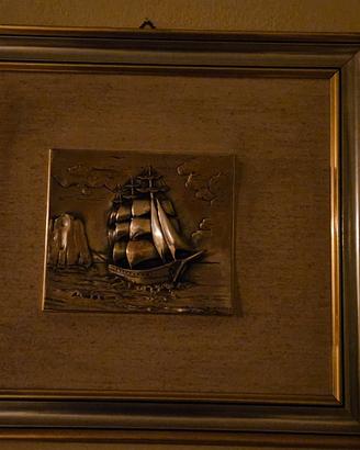 quadro con  veliero in argento 
