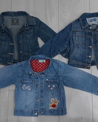 Set di 3 giubbotti jeans da bambina Tg 12/18 mesi
