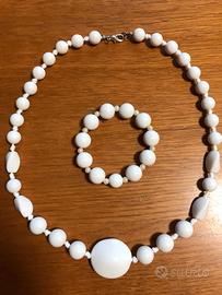 Set collana e bracciale perle bianche vintage
