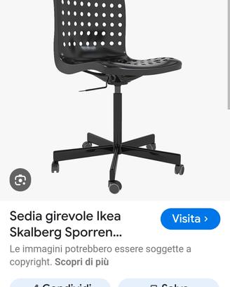 Sedia girevole da studio IKEA nera