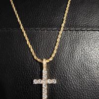 Collana 60cm Con Pendente A Croce In Oro Placato 