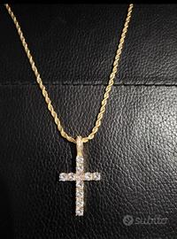 Collana 60cm Con Pendente A Croce In Oro Placato 