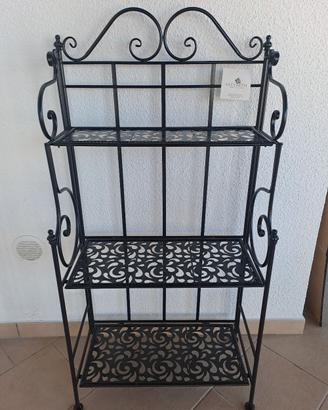 scaffale piante ferro nero 3 ripiani