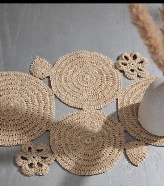 Runner Centrotavola Uncinetto beige ecru in cotone
