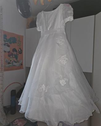Abito bambina comunione 140 cm ricamato spalline