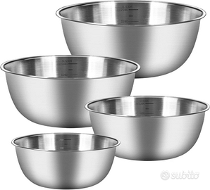 Set di 4 Ciotole Acciaio Inox Cucina con 4 Dimensi