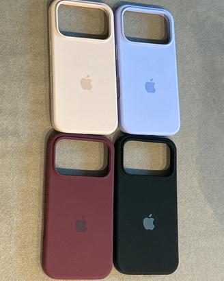 Cover silicone iphone 17pro  a p p l e nero rosa