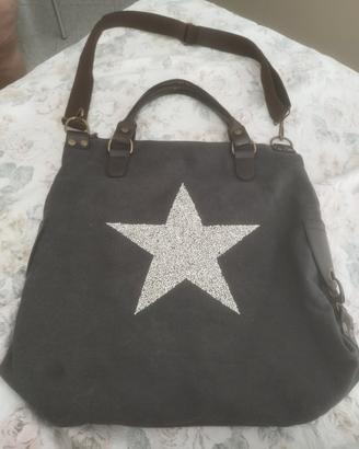 grande borsa donna stella tela cotone
