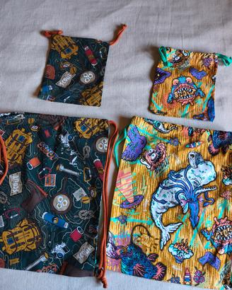 Set 4 borse zainetto Scout in cotone