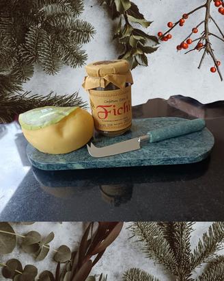 Tagliere artigianale in marmo verde con coltello –