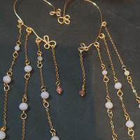 orecchini ear cuff cristalli rosati,agata,