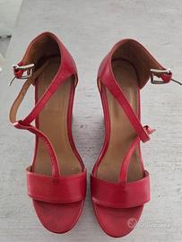 Sandali Zeppa BRERA Rossi in Pelle Made in Italy