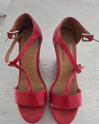 Sandali Zeppa BRERA Rossi in Pelle Made in Italy