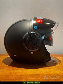 Nuovo casco jet doppia visiera colore nero opaco