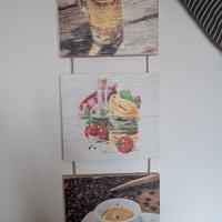 tris di quadri da parete cucina in legno