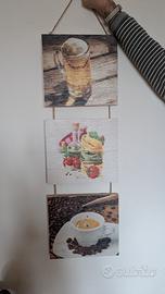 tris di quadri da parete cucina in legno