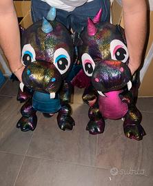 Coppia peluche drago 70cm iridescente per bambini