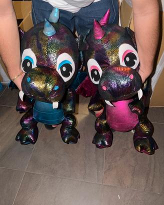 Coppia peluche drago 70cm iridescente per bambini