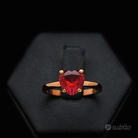 DODO ANELLO CUORE 100% AMORE ORO ROSA 9K 1 RUBINO