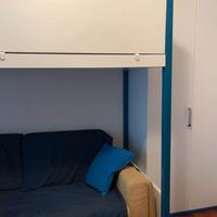 Letto a soppalco bianco +scala e materasso