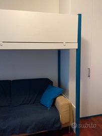 Letto a soppalco bianco +scala e materasso