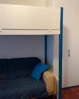 Letto a soppalco bianco +scala e materasso