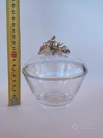 Vaso in cristallo con decoro foglia argentata Ardé