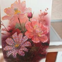 stampa su tela con perline, appena finito 