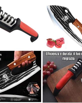 Coltello Da Cucina + Affilacoltelli a 4 Sezioni