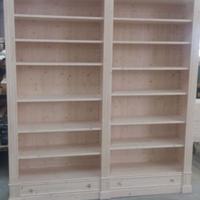 libreria in abete 2 vani con ripiani e 2 cassetti