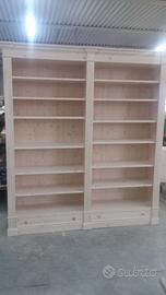 libreria in abete 2 vani con ripiani e 2 cassetti